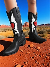 levne Cowboy &amp; Western Boots-dámská hnědá &amp;Hnědé kovbojské boty se srdíčky - elegantní západní styl obuvi pro městskou módu