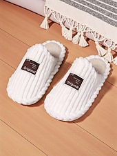 billiga Inneskor och flip-flops till damer-Rosa plyschtofflor för dam med bred vidd – mysiga inomhustofflor med vadderad sula för hemmet, studentboendet och avslappnad avkoppling