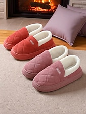 voordelige Damespantoffels &amp; slippers-gewatteerde pantoffels voor dames met voering van imitatiebont – warme huisschoenen voor de winter en koude vloeren