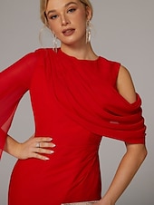 olcso KÉK-Fazonú esti ruha elegáns ruha formális őszi lágy  ecsetvonós vonalú ujjatlan cseppnyakú sifon tollal redőkkel sliccel