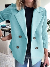 preiswerte Wintermäntel-Damen Mantel Bequem Atmungsaktiv Knöpfe Mode Täglich Einfach Outdoor Lässig Täglich Einreihig Regulär Revers Normale Passform Langarm Oberbekleidung Hellblau Schwarz Rosa Frühling Herbst