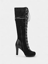 ieftine Victorian și Edwardian-Cizme de damă până la genunchi, inspirate din stilul victorian din anii 1890, din dantelă neagră, cu fundă, pentru tocuri elegante, pentru petreceri tematice și evenimente vintage elegante &amp;evenimente