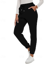 abordables Pantalones de pierna recta-Mujer Pantalones de lana Persona que practica jogging pantalones Ropa de calle Casual Longitud total Cintura Media Plano Bolsillo Diseño de cordón elástico Cómodo Calle Ropa Cotidiana Fin de semana