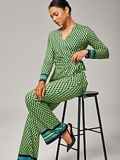 abordables Ensembles deux pièces-Femmes Féminin Chemise boutonnée Chemise Décontractée Arbre Rayé Occasionnel Tee-shirt Vert Broderie Boutons Manche Courte Élégant Bohème Vacances Col de chemise Été