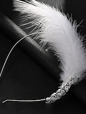 abordables Accessoires de Mascarade-Barrette à cheveux en plumes blanches pour femme - Coiffe vintage ornée de cristaux pour dames, élégant fascinateur de style Gatsby pour tenues de fête, de cocktail et de soirée