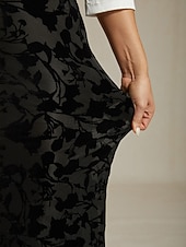 abordables Jupes-Femmes Jupe Trompette / Sirène Élégant ancien Maxi Taille haute Jupes Élastique Noir Printemps Velours