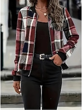 levne letecká bunda-Dámské Neformální bunda Zahřívací Rychleschnoucí Zip Kapsy Elegantní Módní Denní Jednoduchý Geometrický Dovolená Ležérní Denní Běžné / Denní Standardní baseballový obojek Běžný Dlouhý rukáv Svrchn