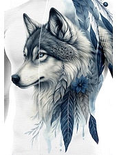 economico Maglie da uomo-Per uomo Top Maglia da Ciclismo Grafico Lupo Stampa animal Manica Lunga Bicicletta Maglia Top con 3 tasche posteriori Sole Protezione Solare Protezione solare Asciugatura Rapida Gli sport Blu