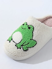 baratos Chinelos de mulher-Pantufas femininas de lã sintética branca com estampa fofa de corgi – chinelos confortáveis de inverno para casa, quarto e sala de estar
