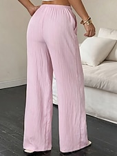 billiga breda ben och hög midja-Dam Brett skaft Byxor Palazzo byxor Mode Streetwear Fullängd Hög midja Slät Elastisk midja Mateial som andas Bekväm Gata Dagliga kläder Utekväll Svart Vit Rodnande Rosa Kaki Sommar Vår Normal