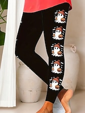 economico Pantaloni di Halloween-Per donna Leggings Vacanza Vintage Moda Lunghezza intera Vita AltaPantsHalloween Grafico Teschio Stampa Calore Termico Morbido Traspirante Elasticizzato Formale All&#039;aperto Vacanza Nero Rosso