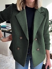 preiswerte Wintermäntel-Damen Mantel Bequem Atmungsaktiv Knöpfe Mode Täglich Einfach Outdoor Lässig Täglich Einreihig Regulär Revers Normale Passform Langarm Oberbekleidung Hellblau Schwarz Rosa Frühling Herbst