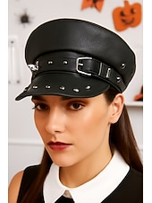 abordables Accessoires d&#039;Halloween-Femmes Beret Tissu en polyester faux cuir Punk ancien Style Gothique Automne Hiver Toutes saisons