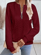 economico Felpe e Sweatshirt Texturizzati-Per donna Felpa con texture Felpe Felpe con cerniera Semplice Streetwear Casual Comodo Manica Lunga Collo Alto Top Regolari Streetwear Ferie Uscire Zip a un quarto Bianco Rosa Vino Rosa scuro Blu