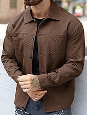 preiswerte Lässige Jacken-Herren Leichte Jacke Freizeitjacke Urlaub Täglich Atmungsaktiv Jacquard Tasche Frühling Herbst Einfach Mode Klassisch Revers Regulär Dunkelgrün Braun Jacken