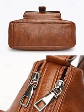 abordables Sacs à bandoulière-Sac à bandoulière en similicuir pour femme – Sac à main vintage multi-poches pour le travail, les voyages et le quotidien