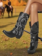 halpa Cowboy &amp; Western Boots-Naisten khakiväriset cowboy-saappaat, joissa on mokkanahkaa ja matala korko, ja jotka sopivat sekä ulkoiluun että maaseudulle.