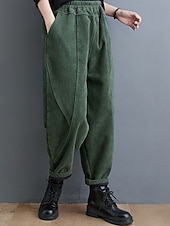 abordables pierna ancha y cintura alta-Mujer Chinos Vacaciones Moda Casual Longitud total Alta cintura Plano Bolsillo Cintura elástica Confortable Suave Cómodo Microelástico Exterior Calle Negro Morado Verde Trébol Café Primavera Otoño