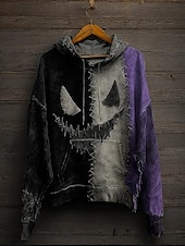 baratos Sweatshirt e Hoodie de Halloween-Mulheres Pulôver Moletom Com Capuz Gráfico Caveiras Moda Casual Estampado Manga Longa Com Capuz Tops regulares Rua Dia a Dia Casual Com Cordão Imprimir Preto Vermelho Roxo Laranja Verde Outono Inverno