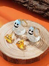 economico Accessori di Halloween-orecchini da donna a forma di fantasma e zucca di Halloween: graziosi gioielli pendenti con dettagli in cristallo per feste in maschera, cosplay e abiti festivi
