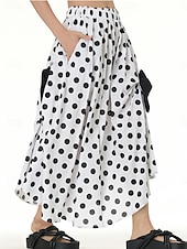 economico Gonne casual-Per donna Gonna Linea A Moda Casual Maxi Vita Alta Gonne A Pois Tasca Elasticizzato Streetwear Quotidiano Bianco e nero Nero / Bianco Nero Bianco Primavera Cotone
