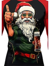 זול חולצות ריצה וטנק טופס-חג המולד בגדי ריקוד גברים חולצת דחיסה טישרט לריצה שרוול ארוך שכבת הבסיס ייבוש מהיר דחיסה טייץ פתילת לחות כושר אמון הדרכה פעילה תרגיל בגדי ספורט לבוש אקטיבי אודם תלתן