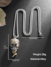 economico Accessori di Halloween-Collana con ciondolo a forma di serpente e teschio di Halloween da uomo, gioielli in lega in stile punk gotico per feste, cosplay e festival