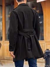 preiswerte Herren-Blazer &amp; -Anzüge-Herren Mantel Trenchcoat Langer Trenchcoat Urlaub Täglich Frühling Herbst Polyester Winddicht Oberbekleidung Bekleidung Mode Klassisch Einfach Tasche Revers Doppelreihig