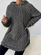 baratos jaquetas casuais-Mulheres Pulôver Moletom Com Capuz Tecido Roupa de rua Casual Velo Sherpa Manga Longa Com Capuz Tops regulares Rua Feriado Com Cordão Preto Branco Vermelho Roxo Bege Outono Inverno