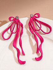 economico Orecchino da donna-orecchini pendenti con nastro colorato da donna e perno di cristallo: gioielli audaci per feste, serate fuori ed eventi di moda