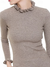 Pentru femei Pulover Plover Șic Stradă Casual Culoare solidă Guler Pe Gât Tricotat Manșon Lung Topuri obișnuite Tricotat Zilnic Ieșire Sfârșit de săptămână Negru Alb Toamnă Iarnă ieftine Culori Solide-Pentru femei Pulover Plover Șic Stradă Casual Culoare solidă Guler Pe Gât Tricotat Manșon Lung Topuri obișnuite Tricotat Zilnic Ieșire Sfârșit de săptămână Negru Alb Toamnă Iarnă