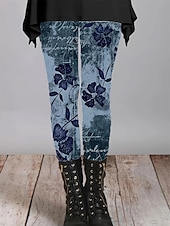 voordelige -Dames broek Leggings Gezellige leggings Vakantie Vintage Streetwear Volledige lengte Natuurlijk Bloemig Grafisch Bloem Elastische taille Afdrukken Comfortabel Voor buiten Hoge Elasticiteit Buiten