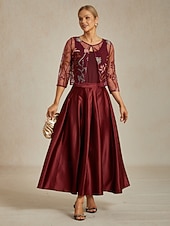 Χαμηλού Κόστους Ντυτές μπλούζες-Γυναικεία Δαντελένια μπλουζάκια Φλοράλ Κομψό Στυλάτο Στρογγυλή Ψηλή Λαιμόκοψη Crop Tops Επισκέπτης γάμου Βραδινό Ρούχα για Πάρτυ Δαντέλα Κεντητό Κρασί Καλοκαίρι Άνοιξη Φθινόπωρο