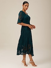 voordelige Feestjurken-Dames Maxi-jurk Cocktail jurk Bruiloft gast jurk Semi-formele jurk A lijn jurk Elegant Werk Verjaardag Flutter mouw Bruiloft gast Cocktailparty Formele avonden Normale pasvorm Effen Kleur Effen Halve