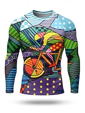 abordables Maillots pour hommes-Homme Maillot de cyclisme Maillot de descente Géométrique manche longue Cyclisme Maillot Top avec 3 poches arrière Séchage Rapide Doux Confortable Évacuation de l&#039;Humidité Des sports Violet Vêtement
