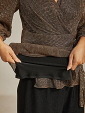 economico Top eleganti-Per donna Top avvolgenti Camicetta trasparente Top Eleganti Elegante Festa Manica Lunga Manica a Lanterna Scollo a V Top Regolari Ospite di nozze Abbigliamento da sera Semi-Formale Pieghettato