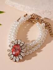 cheap Women&#039;s Necklace-Women&#039;s Pearl Jewelry Set with Earrings, Necklace and Bracelet - Elegant Vintage Style Accessories with Crystal Accents for Ballroom Party, Wedding and Formal Events