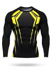 Недорогие Футболки и майки для бега-Муж. Футболка для бега Спортивная рубашка Фитнес-рубашка Рубашка тренировки Беговой верх Длинный рукав Футболка Футболка Геометрический принт UPF 50 Устойчивость к УФ Мягкий Впитывает пот и влагу
