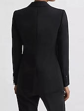 preiswerte Blazer &amp; Westen-schwarz-weißer Damenblazer Sportmantel Strukturjacke Mutter der Braut elegantes Langarmoberteil mit Knöpfen