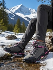 preiswerte Damen-Sneaker-Wasserdichte Wanderstiefel für Damen – violette High-Top-Outdoor-Trailschuhe mit Knöchelstütze für Trekking, Camping und Bergabenteuer