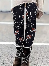 abordables Bas de Noël-Femmes Leggings Vacances ancien Mode Longueur complète Taille hautePantsNoël Graphique Impression Chaleur Thermique Doux Respirant Élastique Formel Extérieur Vacances Noir Été Printemps Automne Hiver