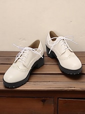 abordables Années 1950-Chaussures Oxford à plateforme brogue marron vintage des années 1950 pour femmes avec semelle crantée, élégantes et polyvalentes pour un usage décontracté, professionnel et quotidien.
