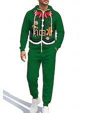 economico Tute da ginnastica-Natale Per uomo Felpa con cappuccio Tuta da Ginnastica Felpa con cappuccio con zip Coulisse Tasche Pantaloni Felpa con Cappuccio Felpa Autunno Rosso Verde Allenamento in Palestra Casuale Pallacanestro