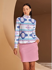 お買い得  女性のゴルフ服-女性用 ゴルフジャケット ブルー 長袖 トップス レディース ゴルフウェア ウェア アウトフィット ウェア アパレル