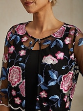 levne Blazery a obleky-Dámské Blejzr Lehká váha Krajka Výšivka Elegantní Květinový Formální Krátké Výstřih ke krku Běžný 3/4 délka rukávu Svrchní oděvy Fuchsiová Léto Jaro