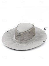 preiswerte Herrenhüte-Herren-Sonnenhut aus Camouflage-Netzgewebe mit breiter Krempe und Kinnriemen – atmungsaktiver Outdoor-Wander- und Angelhut für Sommerreisen und Camping
