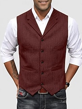 economico Gilet da uomo-Per uomo Gilet in tweed Gilet Formale Matrimonio Vacanza Casuale Vintage Moda Primavera Autunno Tasca Bottoni Poliestere Tweed Confortevole Semplice Spina di Pesce Monopetto Scollo a V Con intaglio