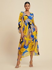 שמלת מקסי לנשים שיפון הדפס פרחוני מופשט שקוף זורם קז'ואל יעד חתונה אורחת חופשה טיולים נופש אביב קיץ סתיו זול שמלות פרחוניות-שמלת מקסי לנשים שיפון הדפס פרחוני מופשט שקוף זורם קז'ואל יעד חתונה אורחת חופשה טיולים נופש אביב קיץ סתיו