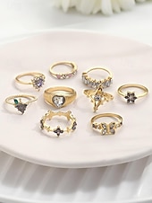 cheap Women&#039;s Rings-Women&#039;s Alloy Ring Set with Heart, Butterfly, and Star Designs, Fashion Boho Stackable Rings for Parties, Weddings and Everyday Wear
