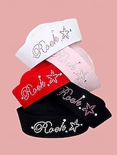 tanie Kapelusze damskie-Damska czapka marynarska z napisem z kryształków, stylowa czapka do strojów K-pop, na bal maskowy i jako dodatek do kostiumów scenicznych